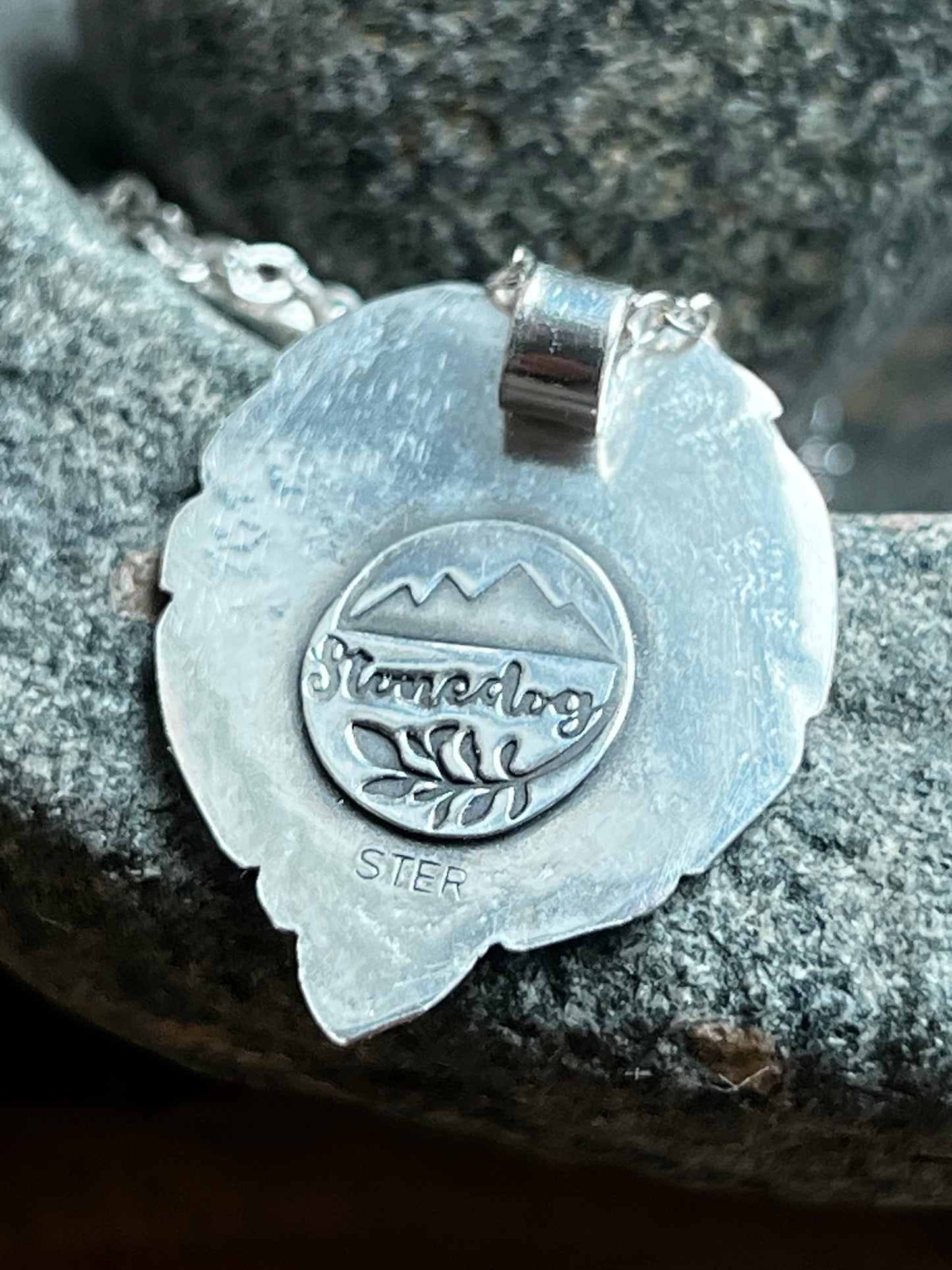 Wild Rose, "Bud Leaf", handmade in sterling silver with chain