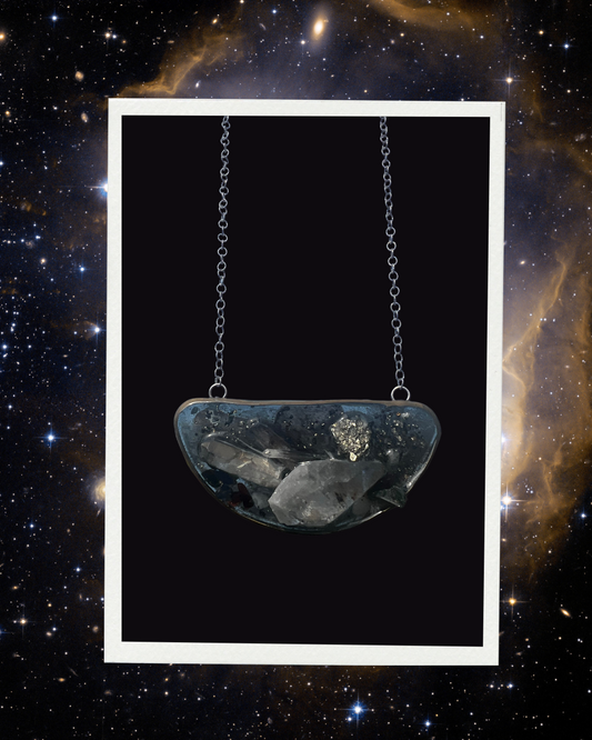 Galaxy III, Crystal, resin, and silver necklace