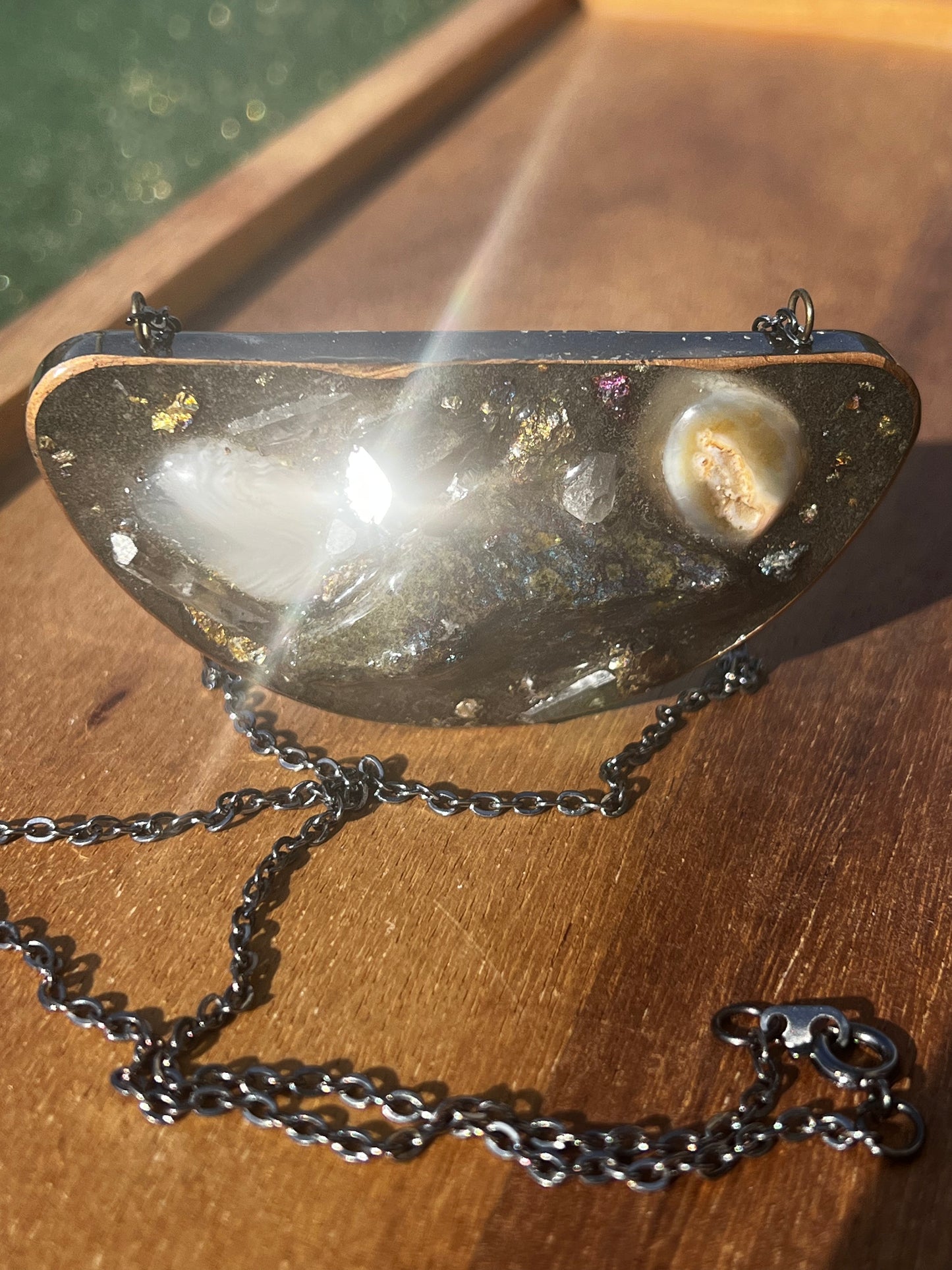 Galaxy Gen-I gemstone resin art necklace