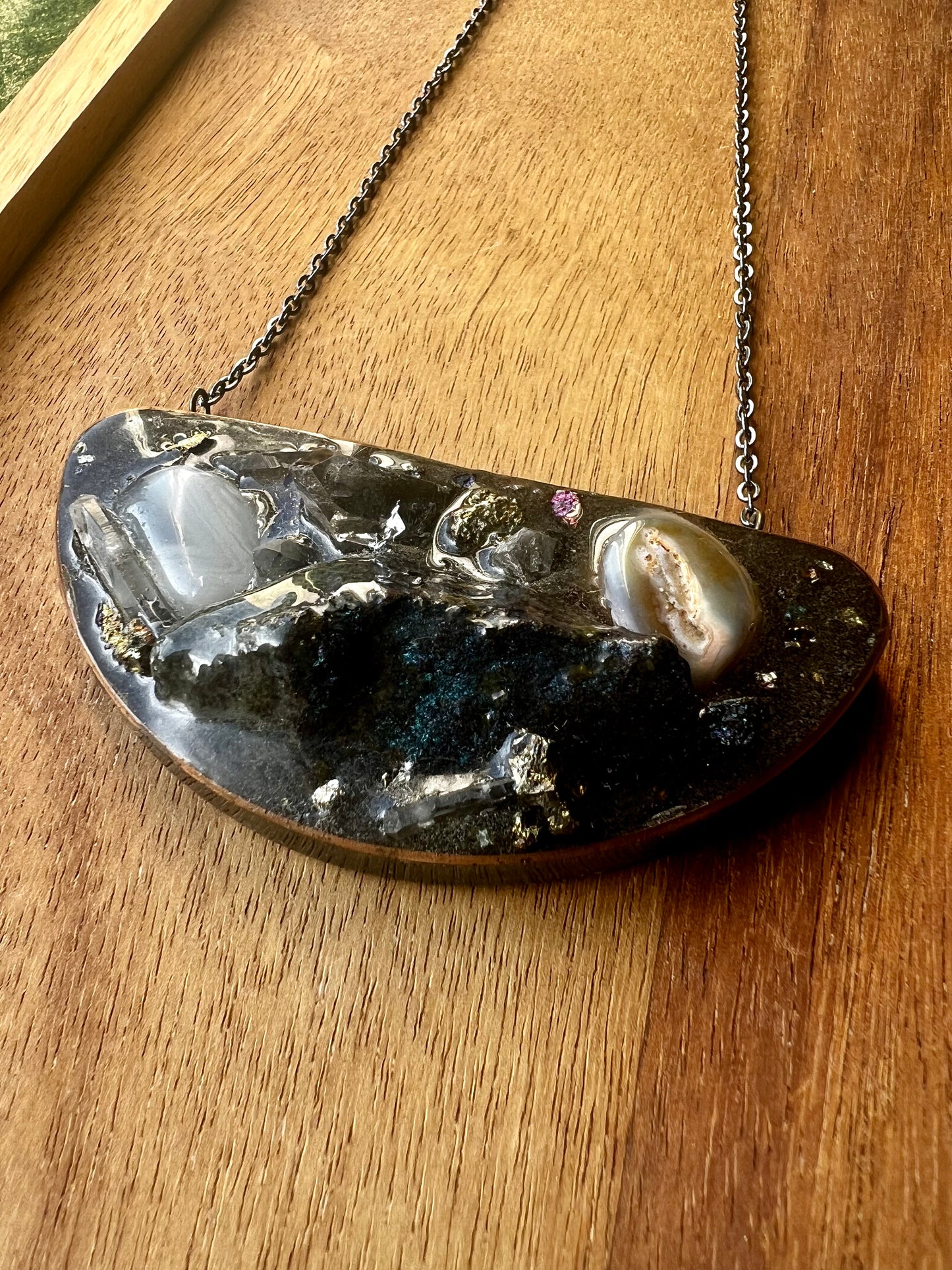 Galaxy Gen-I gemstone resin art necklace