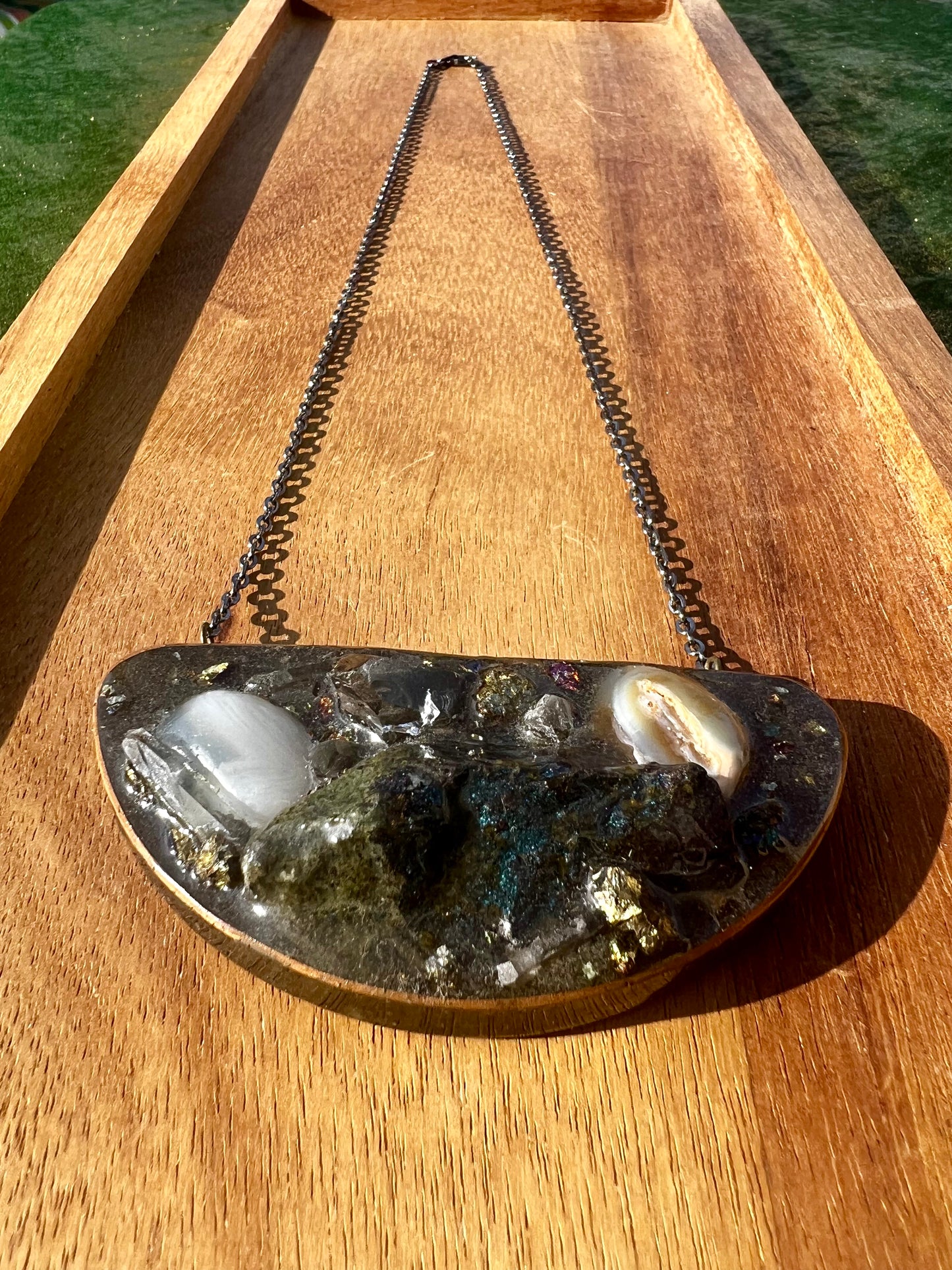 Galaxy Gen-I gemstone resin art necklace