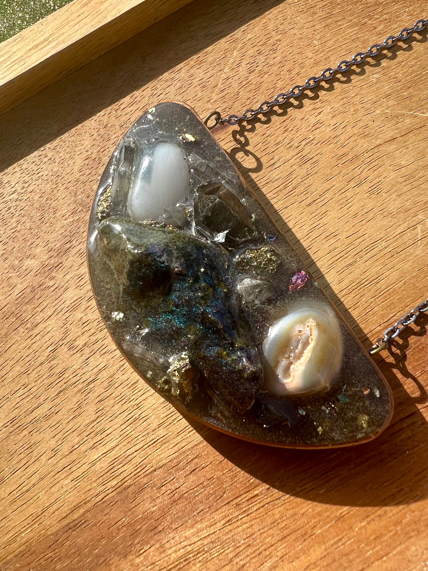 Galaxy Gen-I gemstone resin art necklace