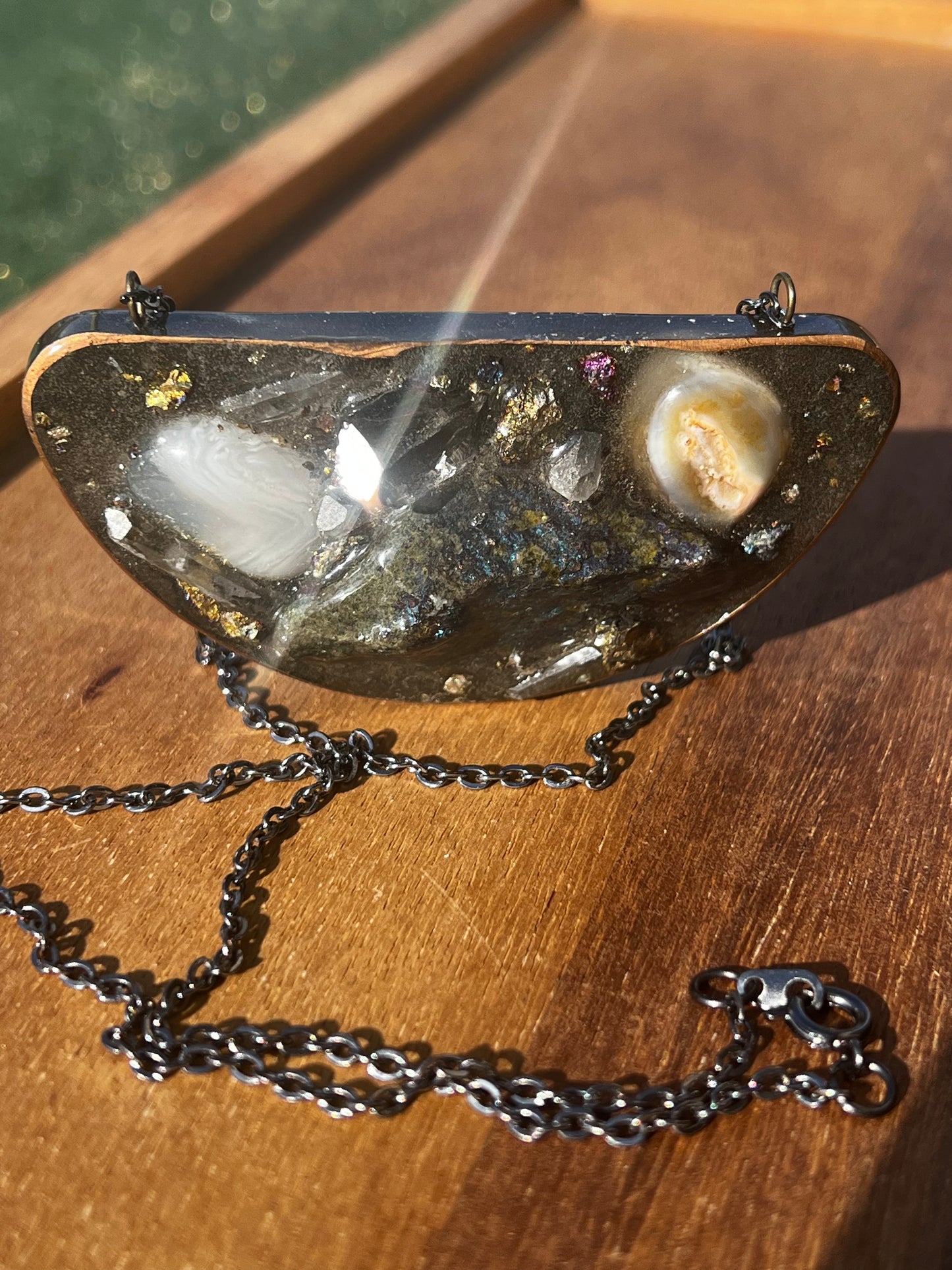 Galaxy Gen-I gemstone resin art necklace